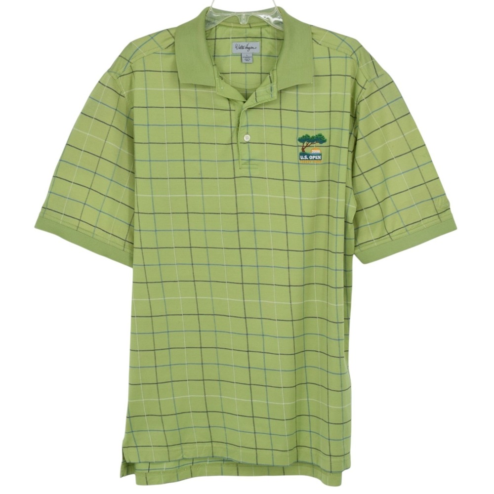 Walter Hagen XI 2008 US Open Torrey Pines Golf‎ Mens L Green Check Polo Shirt
